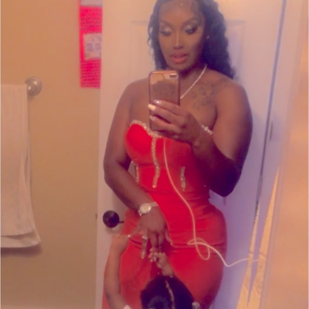 Beautiful rhinestone all red bandage dress